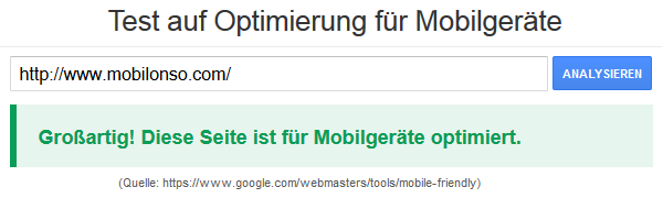 Resultat Optimierung für Mobilgeräte